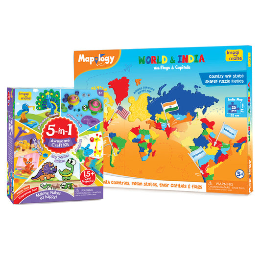 Imagimake Combo: Educational Puzzle & 5-in-1 Craft Kit