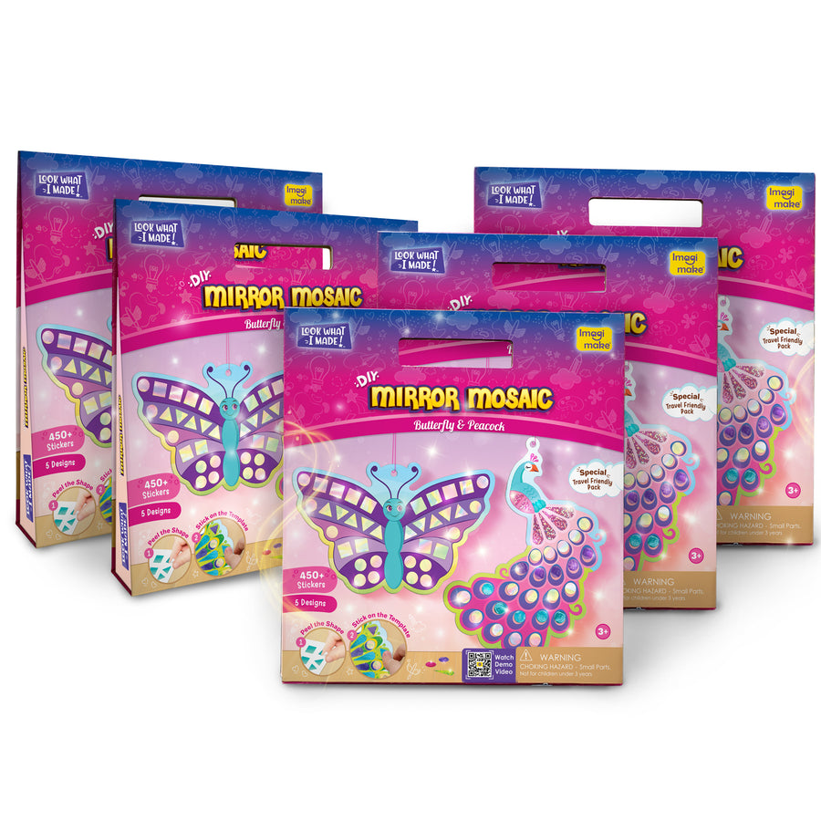 Pack of 6: Mirror Mosaic - Butterfly & Peacock